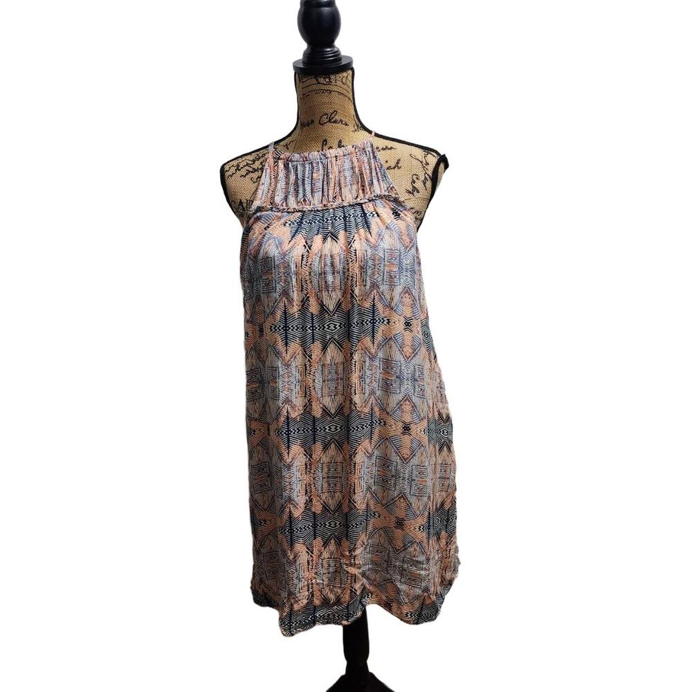 Lucky Brand Dress Womens Size Medium Halter Patterned Sleeveless Boho Retro Chic
